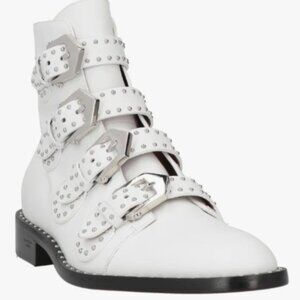 Givenchy White Leather Ankle Boots with Silver Studs IT 39